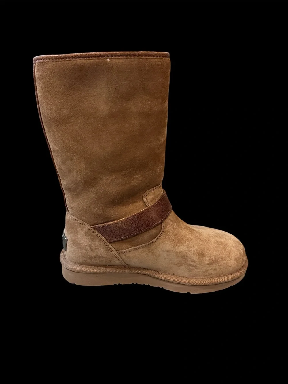 UGG Sutter Mid-Calf Boots Women’s US 6 Tan Suede Buckle Faux Shearling Lined